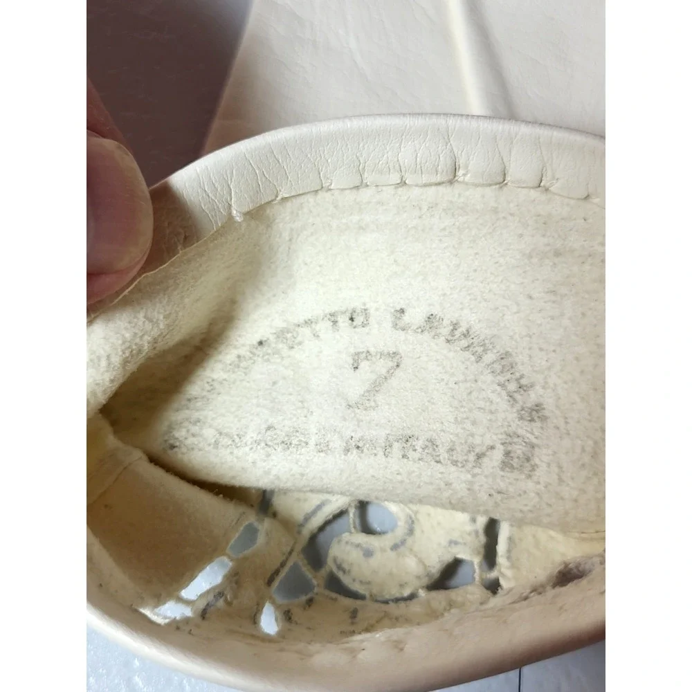 VTG Capretto Lavabile Ivory Cutout Leather Gloves Above Wrist Special Event Sz 7